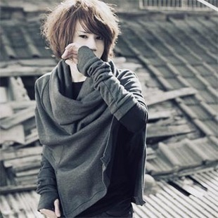 韩版青少年非主流中长款开衫男士卫衣外套秋大码发型师披风斗篷潮
