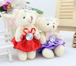 10cm毛绒玩具小熊11公分厘米婚庆活动礼品布娃娃婚纱包花公仔批发