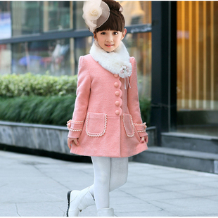 女童休闲风衣外套冬装新品韩版女孩呢子外套
