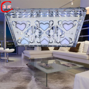 现代简约LED水晶灯大气长方形客厅水晶灯 豪华遥控会议室玻璃灯