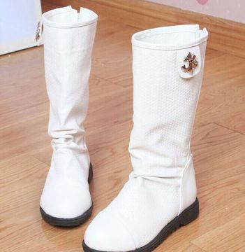 2015秋季新款女儿童雪地靴韩版时尚公主棉单靴平底保暖高筒长皮靴