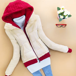 羽绒服女短款2015冬季新款修身外套学生大码纯色棉衣加厚休闲特价