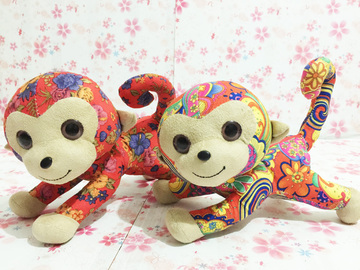猴年吉祥物中国风布艺猴子布猴子公仔手机座麂皮绒猴玩偶吉祥猴