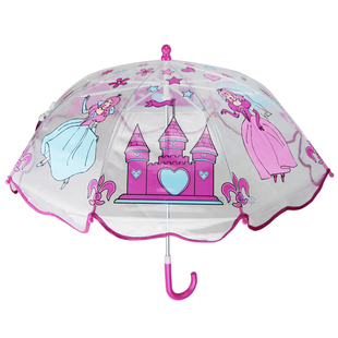 儿童雨伞 可爱卡通城堡公主加厚透明塑料伞 安全长柄学生伞 批发