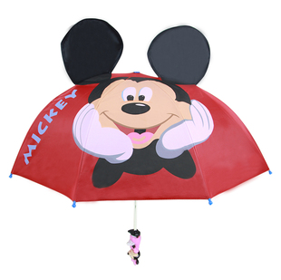 雨伞直柄手动防紫外线晴雨伞轻便安卡通动物伞红米奇 宝宝儿童伞