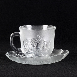 品茗玻璃咖啡杯碟套装简约马克杯红茶杯办公室杯子下午茶杯带碟子