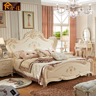 卧室成套家具套房欧式床房四件套法式床欧式家具套装组合彩绘1.8