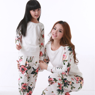 2016新款韩版亲子装春装母女装春季 碎花运动卫衣长袖套装女童潮