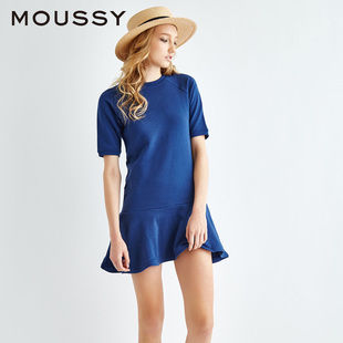 MOUSSY2015年夏秋装新款荷叶边短袖连衣裙女0107AF80-5310
