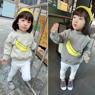 女童男童上衣 2015新款童装宝宝加绒卫衣 男童卡通套头衫韩版冬装