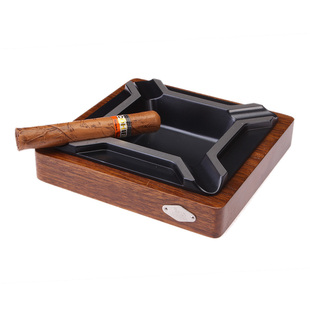 鲁宾斯基雪茄烟灰缸鸡翅实木+金属烟灰缸 高档创意客厅雪茄烟缸