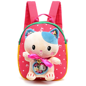 招财猫幼儿宝宝书包粉色卡通可爱小背包玩具幼儿园书包女孩儿书包