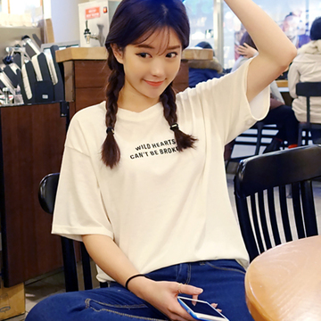 2015韩国东大门夏装字母短袖T恤女原宿bf风宽松学生半袖体恤潮
