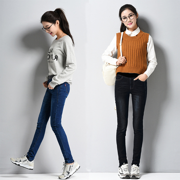 瑞婷雅2015新款韩版女式牛仔裤修身显瘦铅笔小脚裤大码弹力长裤子