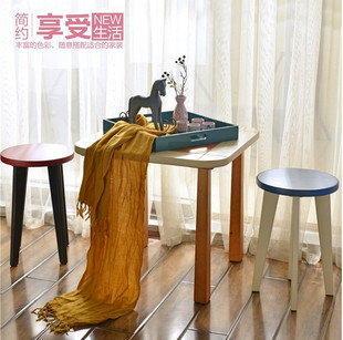塞尔玛家具小凳子餐桌凳高脚凳实木欧式彩色时尚创意板凳厂家直销