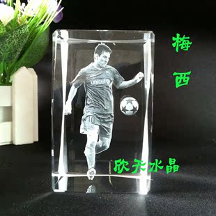 水晶C罗梅西摆件送男女生朋友足球球迷创意定制纪念品生日礼物