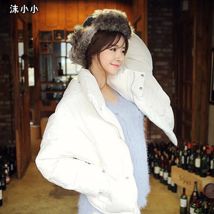 韩版冬季新款短款加厚保暖立领棉衣女士纯色羽绒服大码宽松外套潮