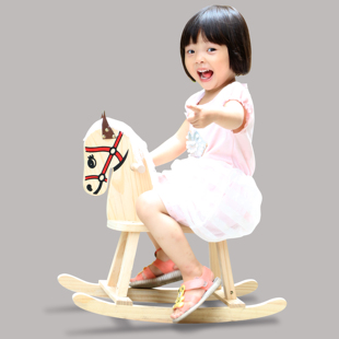 1-3岁室内外宝宝全实木木马摇椅 儿童木制摇马玩具 宝宝生日礼物