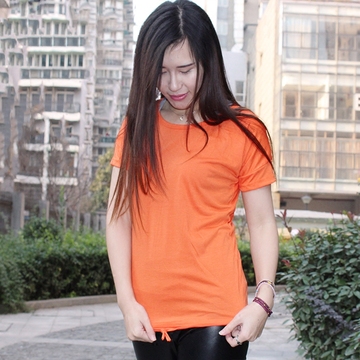 2016韩版春装新款女装T恤短袖打底衫绑带系绳上衣气质百搭潮女