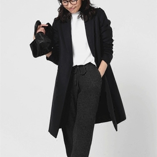 2015秋冬韩版文艺气质西装羊毛呢子外套女中长款修身显瘦羊绒大衣