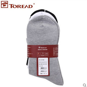 探路者TOREAD正品冬季保暖吸湿防臭耐洗男式袜子3双装-TELC91637