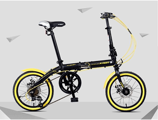 卡兵16寸变速车学生休闲单车小轮折叠自行车小孩儿童车自行车碟刹
