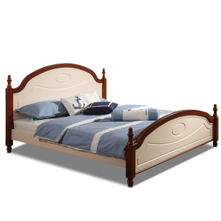 地中海美式乡村双人床 实木床 环保白色婚床高箱床A特价橡木婚床