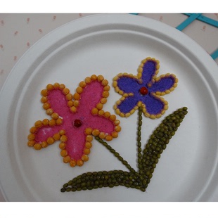 种子豆子手工画 diyr手工贴画 杂粮做的画幼儿手工材料包简易小花