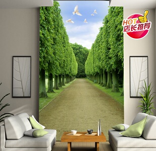3D无缝山水玄关树林风景电视墙壁画卧室沙发背景墙壁纸XG0305