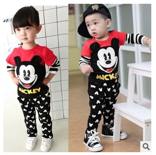新款韩版儿童米奇套装 儿童休闲春秋款两件套 宝宝长袖套装