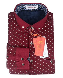 红豆冬季加绒衬衫男士商务休闲修身款长袖保暖衬衫加厚衬衣