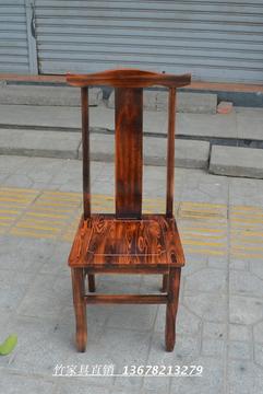 实木火锅桌椅子 复古怀旧餐椅 碳化餐椅 中式实木椅子 茶椅靠背椅