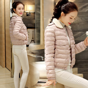 韩国2015冬装时尚韩版短款修身羽绒棉衣棉服女装轻薄甜美学生外套
