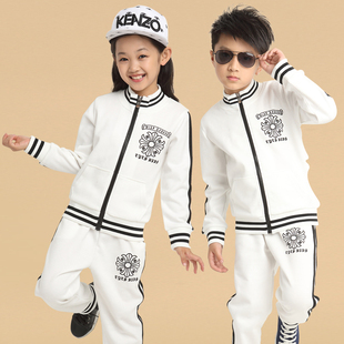 儿童学校运动会套装2015纯色男童学生女童运动两件套中大童黑白色