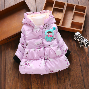 女童冬装2-3-4岁棉衣加厚韩版女宝宝外出服外套0-1岁婴儿棉袄连帽