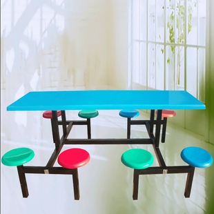 玻璃钢圆凳餐台餐椅批发快餐连体桌椅组合学生折叠餐桌椅吃饭桌