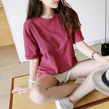 2016春夏季新品韩版女t恤学生休闲宽松纯棉短袖上衣体恤打底衫