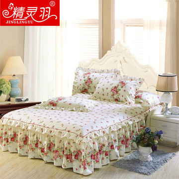 全棉花边床裙床罩单件纯棉床笠 床盖席梦思床套1.5米1.8m 特价