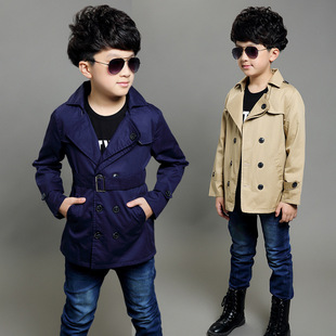 男童童装2016春季新款儿童风衣韩版纯色长袖纯棉春款外套