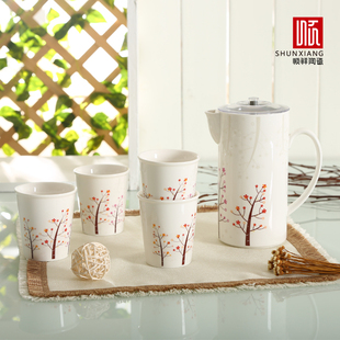 顺祥 陶瓷水具 水杯水壶创意冷水壶家庭杯子套装耐热装水壶包邮