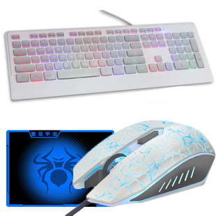 V-OXM8超薄七彩发光键盘鼠标有线巧克力白色彩虹背光V3键盘套装