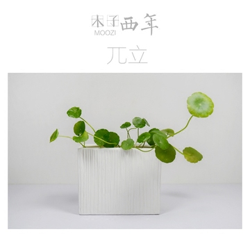 【木子西年】简约竖条纹办公桌绿萝水培器皿白色陶瓷花插花瓶