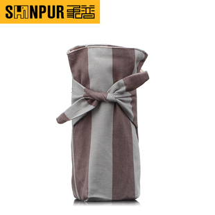 日本SHINPUR象普 棕灰条纹杯套 350/480/500ML 保温杯子保护套