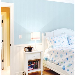 韩国进口翻新贴纸 客厅卧室自粘墙纸 条纹壁纸 简约蓝色 HWP494