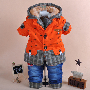 0-1-2-3-4岁男童棉衣套装加绒婴儿棉衣两件套8个月男宝宝冬季套装