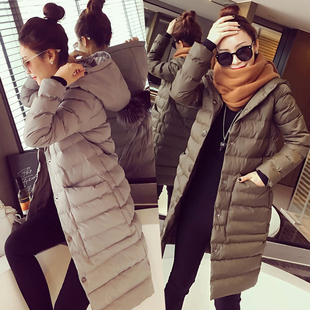 2016冬装新款韩版女装口袋连帽修身宽松棉服外套中长款加厚棉衣潮