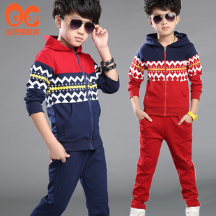 2015新款韩版儿童运动套装男童两件套秋装长裤套装潮纯棉休闲外套