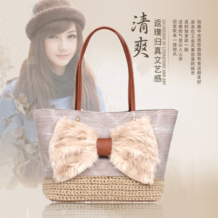 日韩时尚女包编织包手工包流行大包针织包毛线包女款钩织手提包