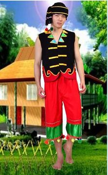 苗族少数民族舞台表演 壮族彝族士家族服 傣族佤族舞台男装无袖