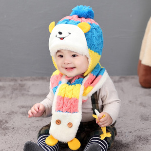 宝宝帽子秋冬季1-2-4岁儿童冬款保暖加绒帽6-12个月毛线帽子韩国